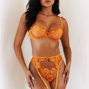 Vibrant Orange Lingerie Set